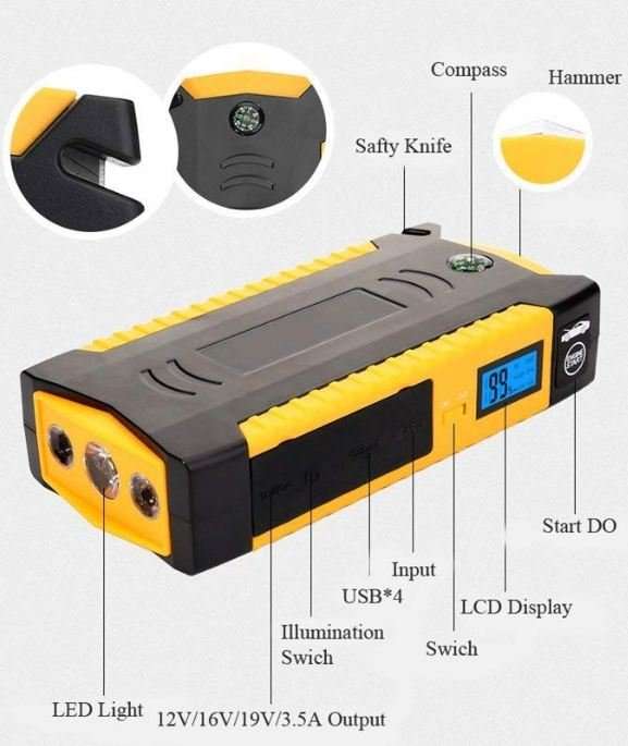 Automobile Emergency Mobile Power Supply &amp; 3 Bright Emergency Lights