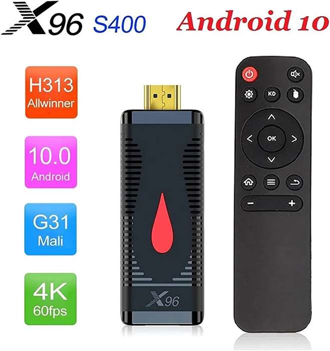 X96 S400 Allwinner H313 1GB RAM 8GB ROM 2.4G Wifi Android 10.0 4K VP9 H.265 Smart TV Stick Stream...