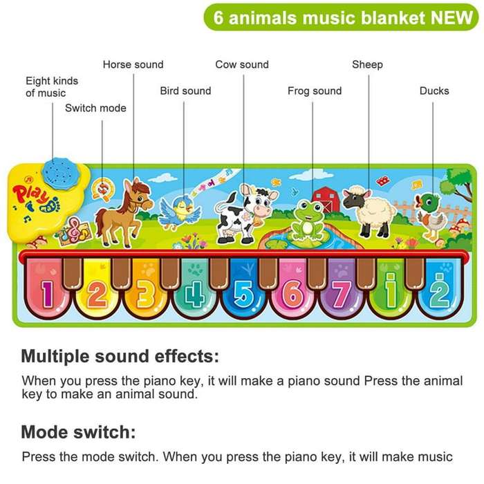 Floor Piano Keyboard Mat Carpet -Baby Music Mat