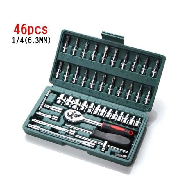 46 Pcs Multifunction Screwdriver Kit Ratchet Wrench Socket Set Car Repair Hand Tool Set