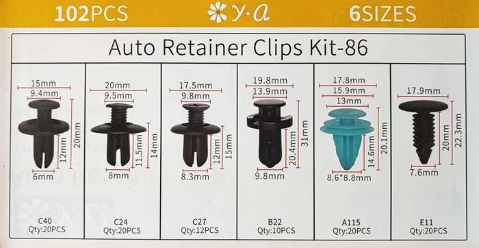 102pcs 6 types Auto Retainer Clips Kit-86
