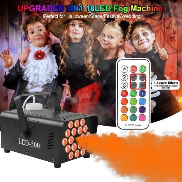 LED 500W Smoke Fog Machine - 18 LED Stage &amp; Two Remote Control