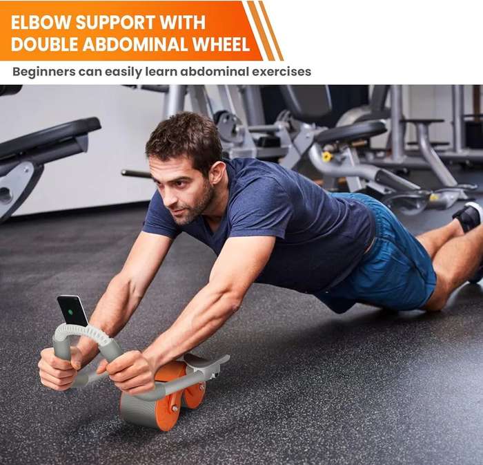 Double Wheel Automatic Abdominal Exercise Wheel - Ab Roller with Elbow Support