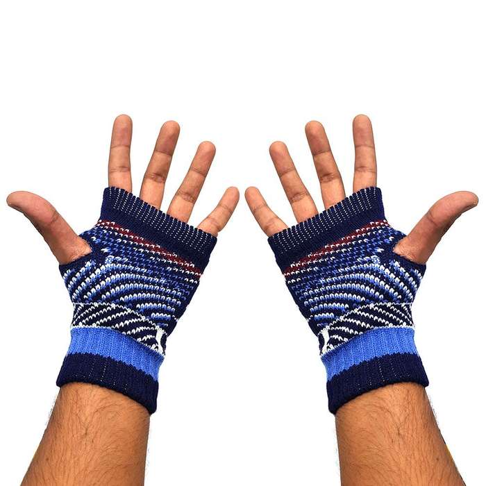Fingerless Mittens - Warm Winter Fingerless Gloves - Royal
