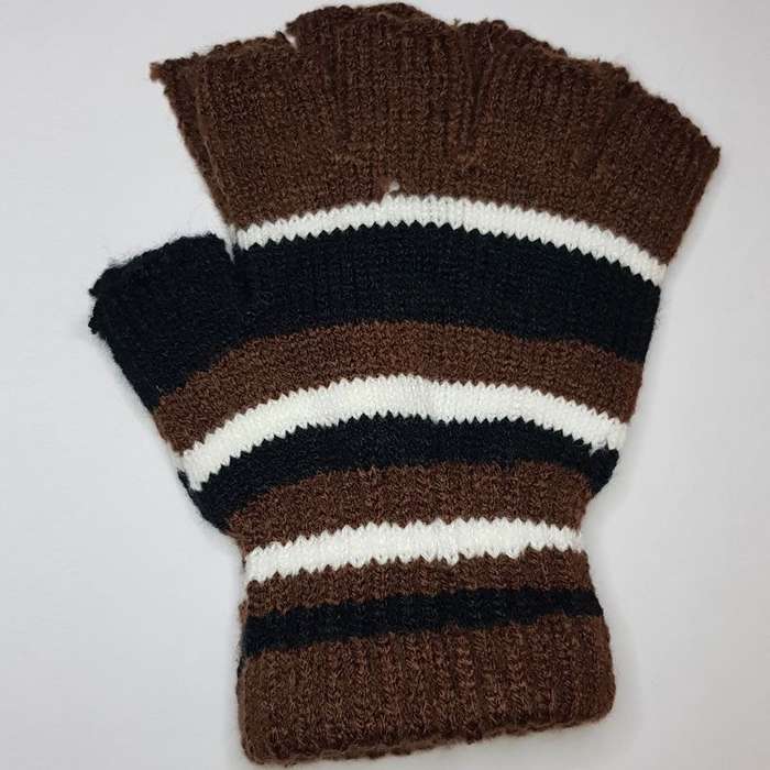 Fingerless Gloves - Brown Stripe