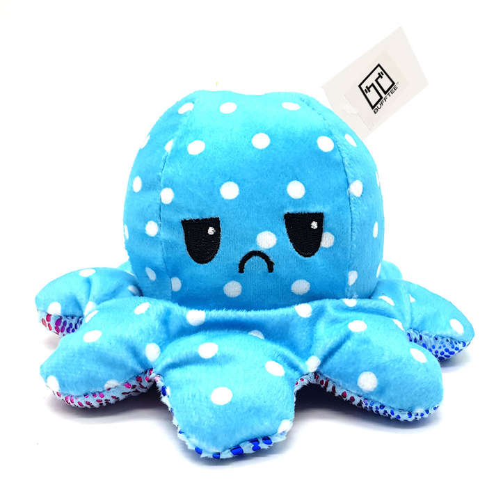 Happy or Sad Octopus - Mini Mood Octopus - Reversible - Blueberry
