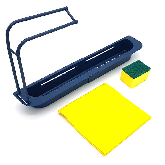 Adjustable Kitchen Sink Shelf with Handy Cloth & Super Scourer