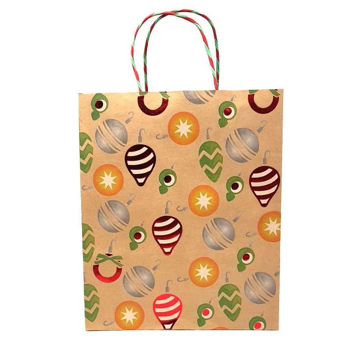 Bufftee Large Christmas Gift Bag Secret Santa - Baubles Xmas Balls