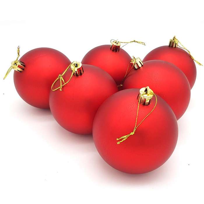 Bufftee Big Christmas Tree Baubles 6 Pack - Red