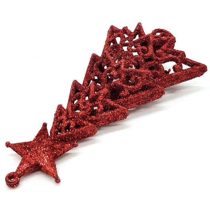 Bufftee Christmas Tree Star  2 in 1 Bauble & Christmas Star - 2pc Red Dust