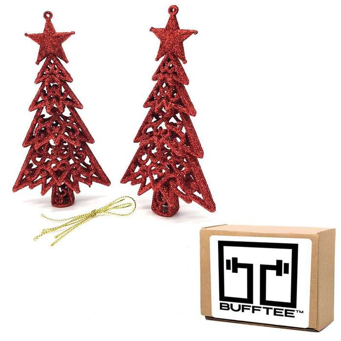 Bufftee Christmas Tree Star  2 in 1 Bauble & Christmas Star - 2pc Red Dust