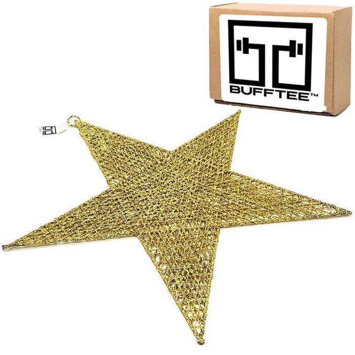 Bufftee Christmas Tree Giant Star 40cm - Gold Tree Topper - Hanging Star
