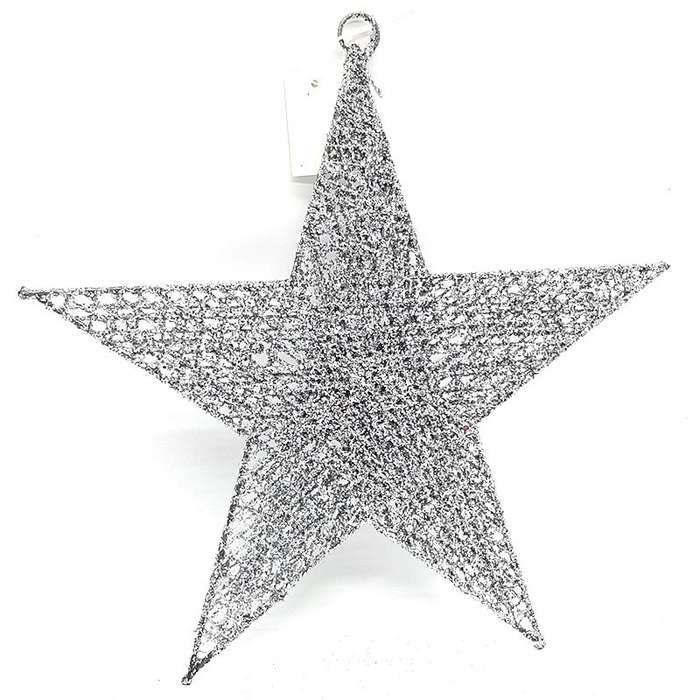 Bufftee Christmas Tree Giant Star 40cm - Silver Tree Topper - Hanging Star
