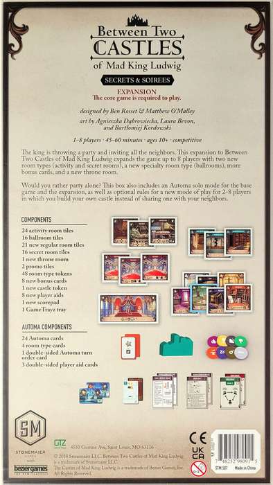 Between Two Castles of Mad King Ludwig: Secrets & Soirees Expansion (New) - Stonemaier Games 850G