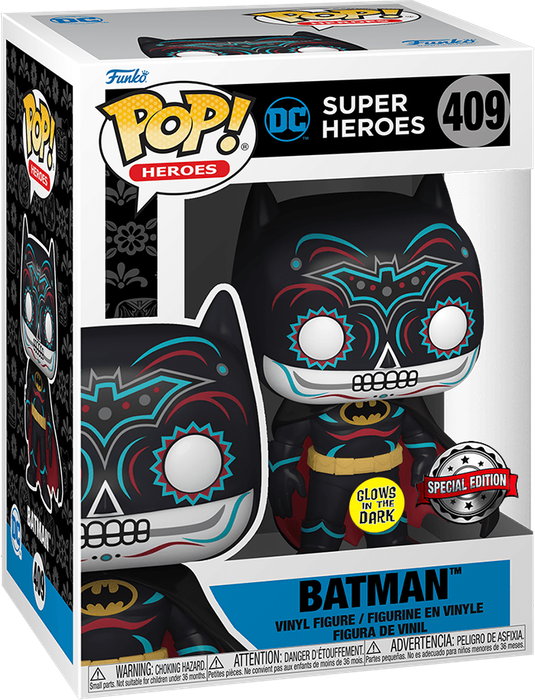 Funko Pop! Heroes 409: DC Super Heroes - Batman Vinyl Figure (Dia De Los DC)(Glow in the Dark)(New)