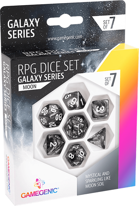 RPG Dice Set - Galaxy Series - Moon (New) - Gamegenic 400G