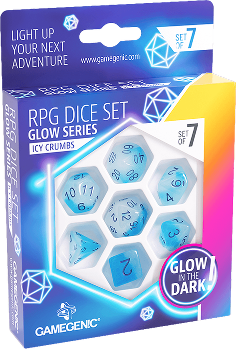 RPG Dice Set - Glow Series - Icy Crumbs (New) - Gamegenic 400G