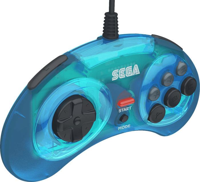 Retro-Bit SEGA Mega Drive 8 Button USB Arcade Pad - Clear Blue (PC)(New) - Retro-Bit 600G