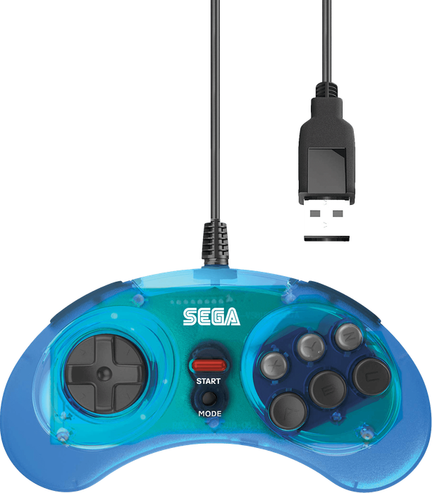 Retro-Bit SEGA Mega Drive 8 Button USB Arcade Pad - Clear Blue (PC)(New) - Retro-Bit 600G