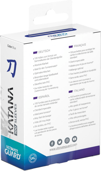 Ultimate Guard Katana 100 Standard Size Sleeves - Blue (New) - Ultimate Guard 100G