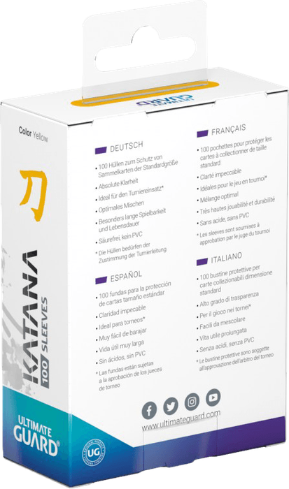 Ultimate Guard Katana 100 Standard Size Sleeves - Yellow (New) - Ultimate Guard 100G