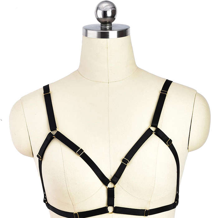 Sexy Flirating Straps Lingerie Black Bundle Elastic Bra N18160