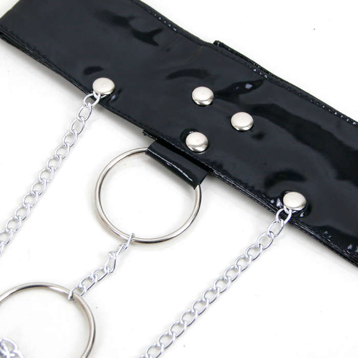 Leather and Chains Cupless Bra Set N8475