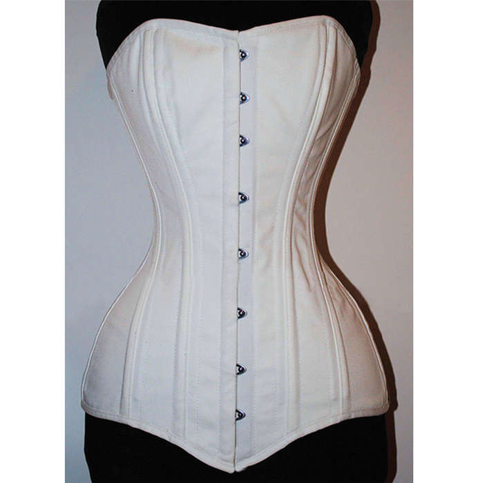 26 Steel Bones White Cotton Heavy Corset N8852