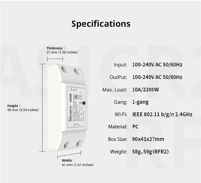 Sonoff BASICR2- WiFi Wireless Smart Switch