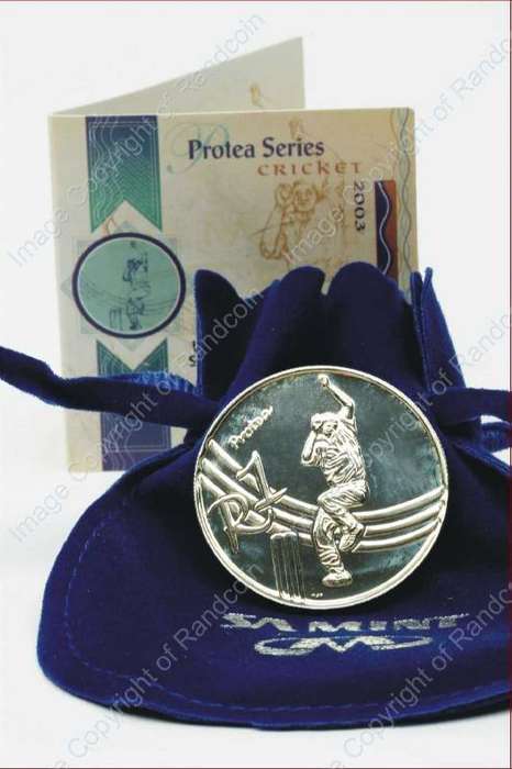 2003_Silver_R1_UNC_Protea_Cricket_with_Bag_rev