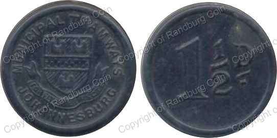 *#* Johannesburg Municipal Tramways 1 and a half Penny Token *#*