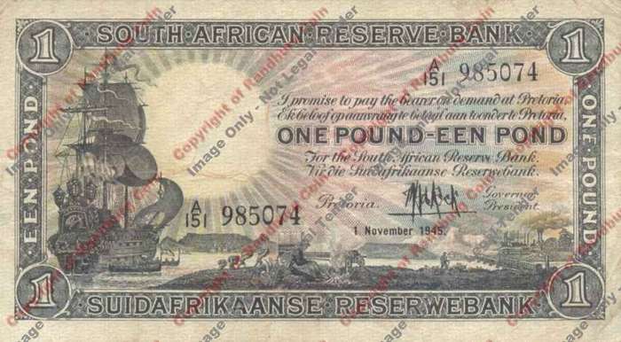 *#* MH DE KOCK - 1st Issue -  One Pound Eng/Afr - VF *#*