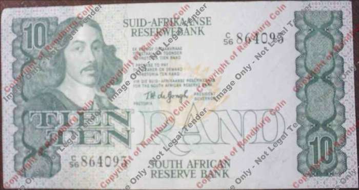 *#* TW de JONGH - 4th Issue - 10 Rand - EF *#*