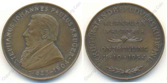 *#* 1954 Bronze Medallion-Unveiling of Paul Kruger Statue in Pretoria - Afrikaans *#*