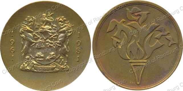 *#* Bronze 1981 Republic of South Africa 20th Anniversary Medallion - in original bluebox *#*