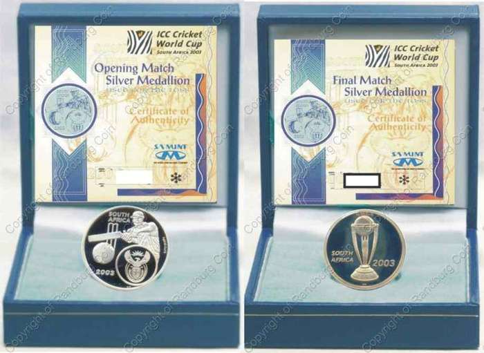 *#* 2003 Silver Cricket World Cup RSA Opening Match Medallion *#*