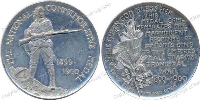 Boer War Great Britain 1900 National Commemorative white metal Medal-Absent Minded Beggar