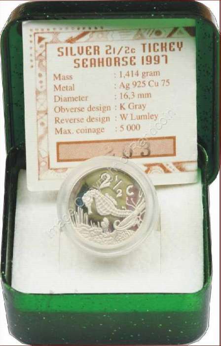 *#* 1997 SA Silver Sea Horse 2 1/2c Proof Tickey total Mintage 2 627*#*