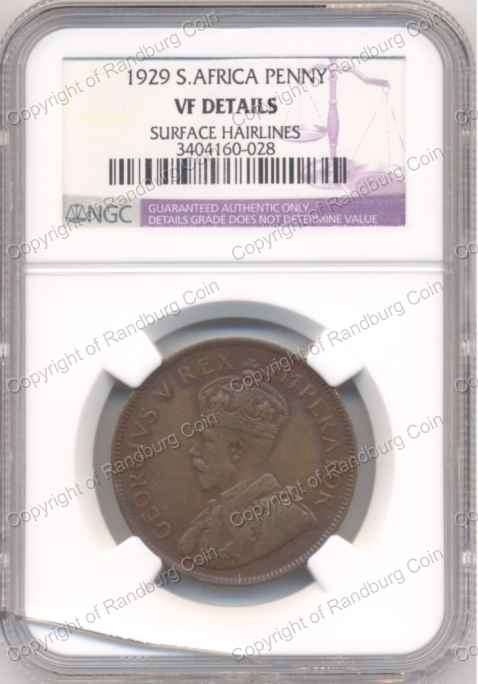*#* 1929 NGC Slabbed Penny VF Details - Surface Hairlines - front of capsule cracked *#*