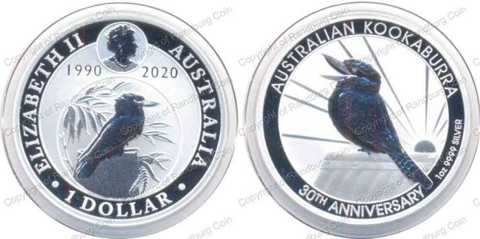 *#* 2020 Australia - 1 oz Silver - 1 Dollar Kookaburra Coin - 30th Anniversary #*