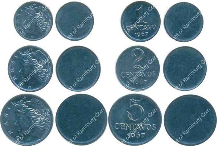 *#* Brazil 1967 1-2 and 5 centavos and blanks *#*