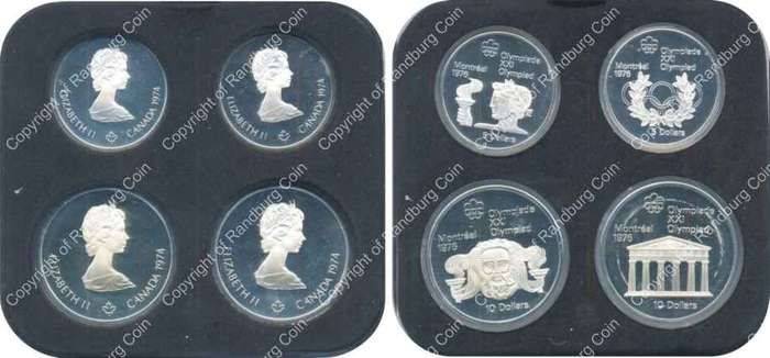 FREE SHIPPING Canada 1974 Proof Silver Set-Montreal Olympics series 1 - Stg 145.8gr in Box with CoA