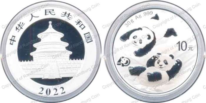 *#* China 2022 UNC Silver (.999 - 30.0gr) 10 yuan - Panda #*