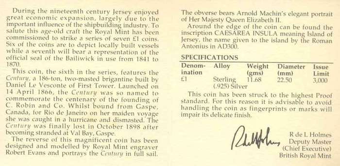 Jersey_1993_1_pound_silver_proof_Century_cert_rev