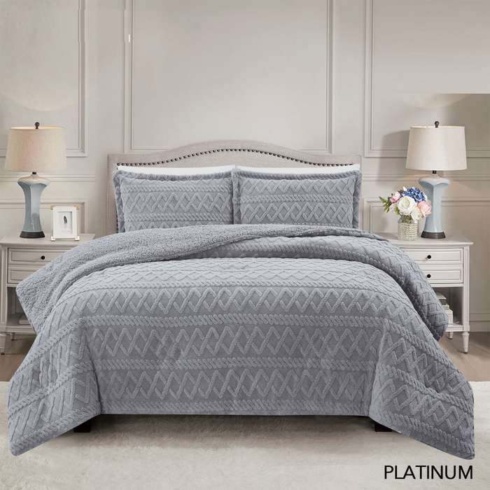 Brookyln Queen/King Jacquard with Sherpa Comforter Set