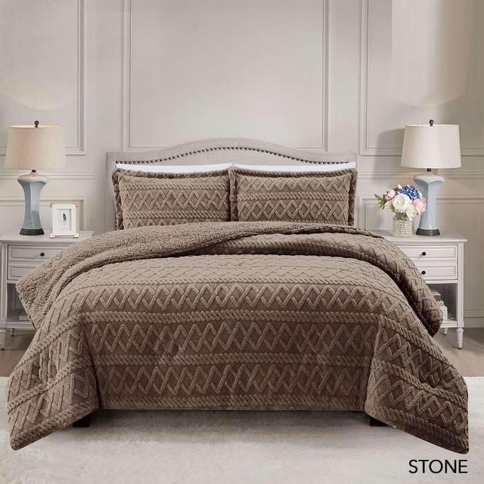 Brookyln Queen/King Jacquard with Sherpa Comforter Set