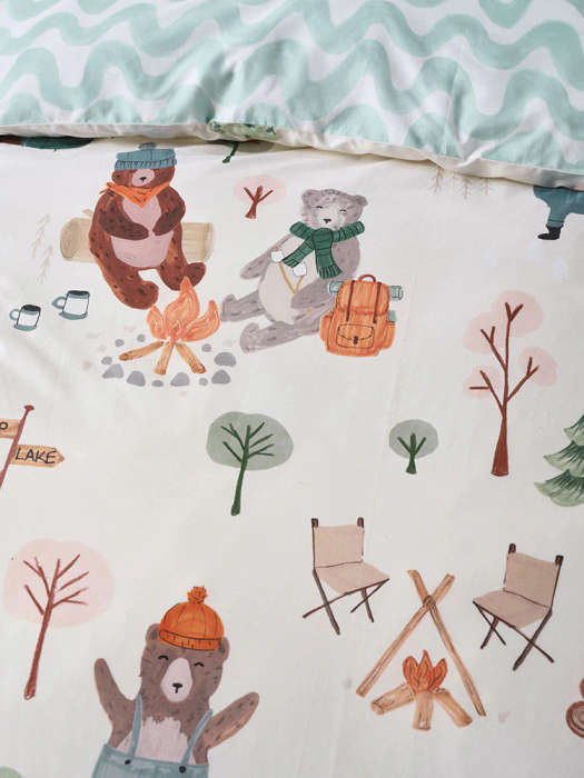 Camping Bears Vanilla Duvet Cover Set