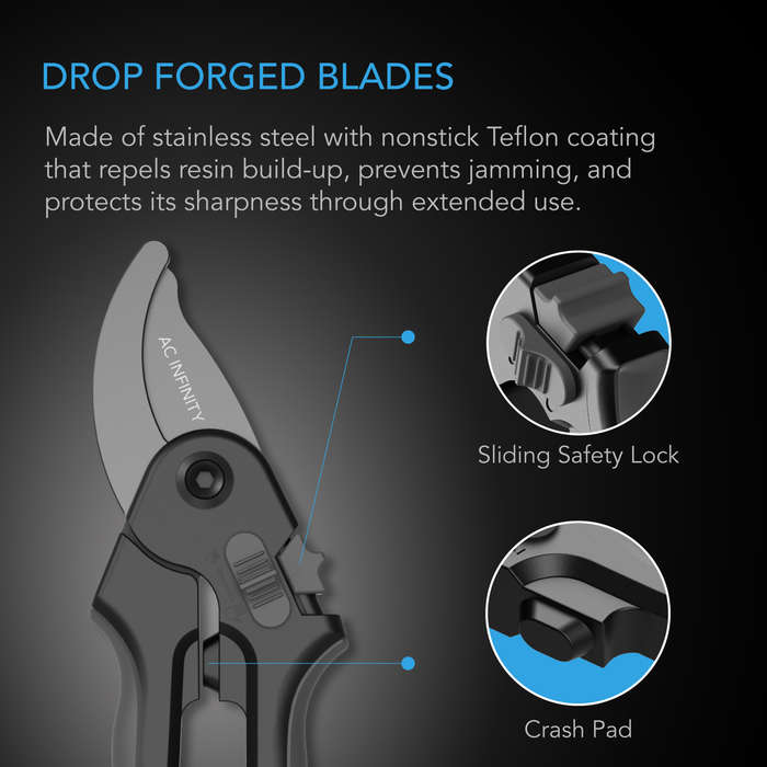 AC INFINITY STAINLESS STEEL PRUNING SHEAR, 8 BYPASS BLADES