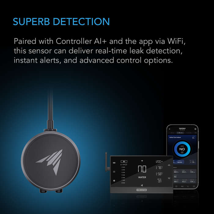 AC INFINITY Water Sensor Exclusively for Controller AI+, Liquid Presence Detection, IP68-Water Re...