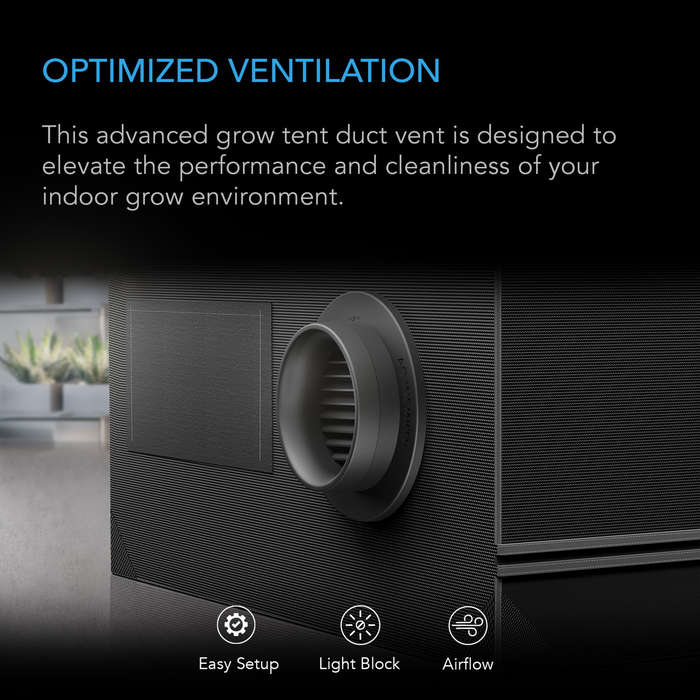 AC INFINITY Grow Tent Duct Vent Attachment, 6-Inch 2 Pack, Light-Blocking & Dust-Resistant